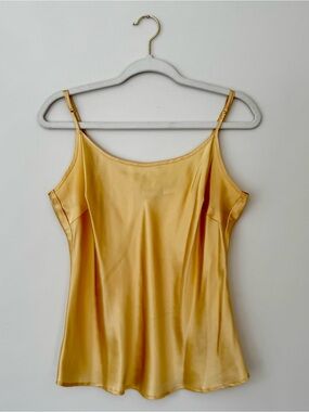 Vintage Newport News 100% Silk Seamed Camisole, Butter Yellow / Gold – Size 12